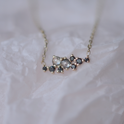 Gold necklace with salt and pepper diamonds KLARI