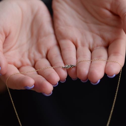 Gold necklace with salt and pepper diamonds KLARI