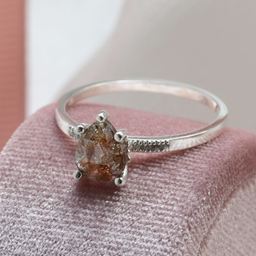 Gold ring with salt and pepper diamonds ROXANE