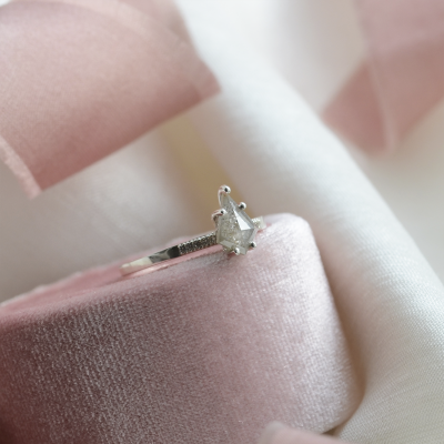Zlatý prsten s exkluzivním salt´n´pepper diamantem ROXANE