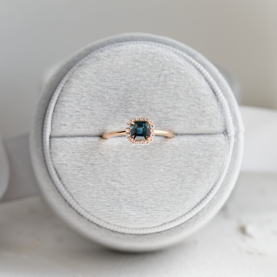 Teal sapphire and diamond engagement ring AUBREY