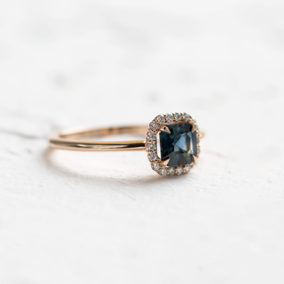 Teal sapphire and diamond engagement ring AUBREY