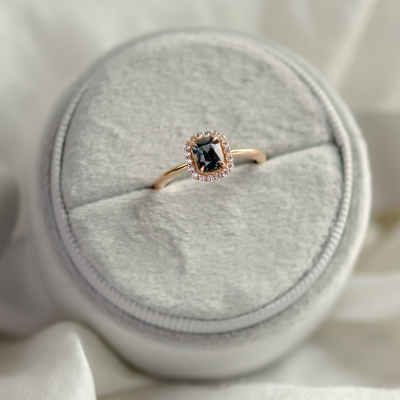 Teal sapphire and diamond engagement ring AUBREY