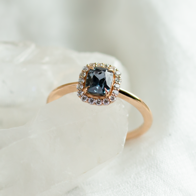 Teal sapphire and diamond engagement ring AUBREY