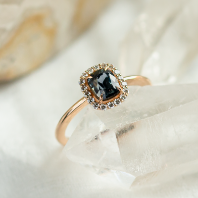 Teal sapphire and diamond engagement ring AUBREY