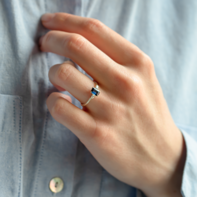 Elegant emerald sapphire and pear diamond ring LEILANI