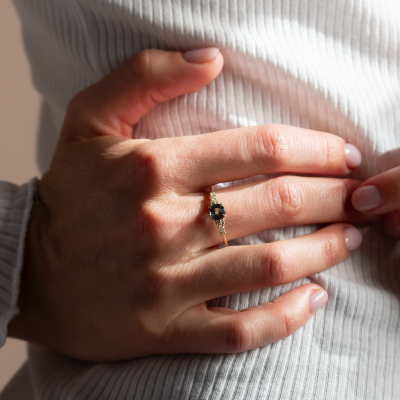 Natural green sapphire and diamond engagement ring MAIDEN