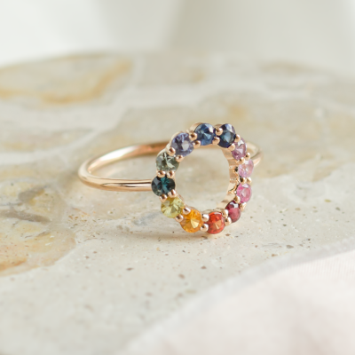 Unusual multi gemstone ring with sapphires RAINBOW