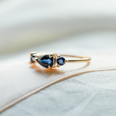 Gold ring with blue sapphires SKYLER