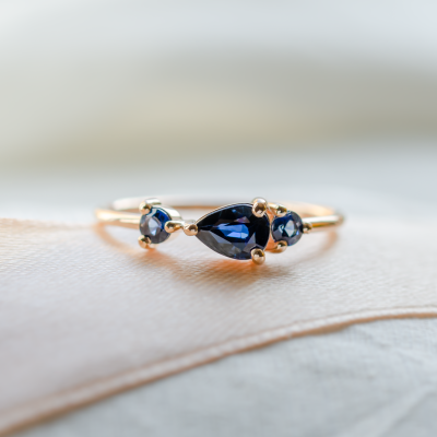 Gold ring with blue sapphires SKYLER