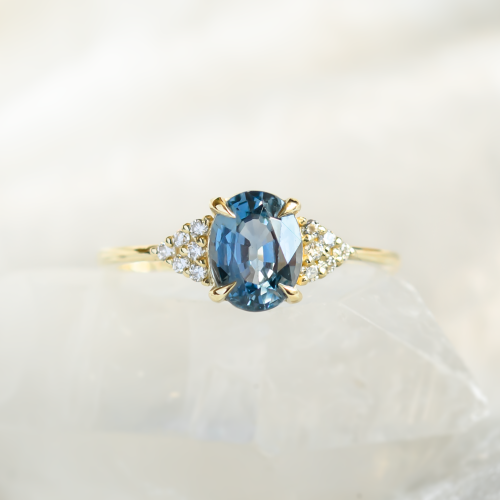 Blue sapphire and diamond engagement ring STEFANIE