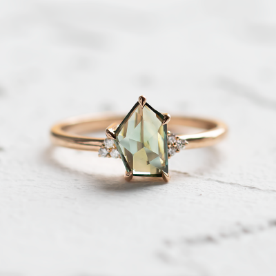 Gold ring with teal sapphire VIVA