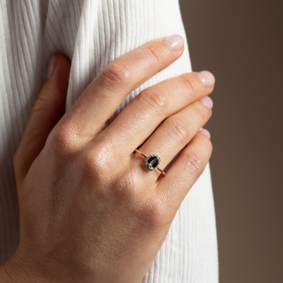 Halo teal sapphire & diamond ring ZARIA