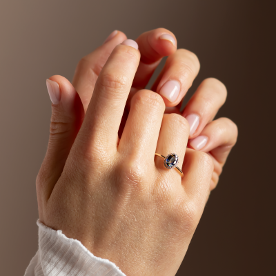 Halo teal sapphire & diamond ring ZARIA
