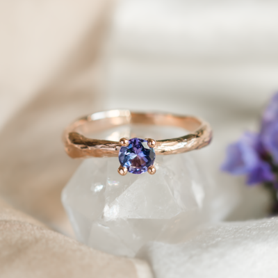 Tanzanite gold tree branch ring DREMIS