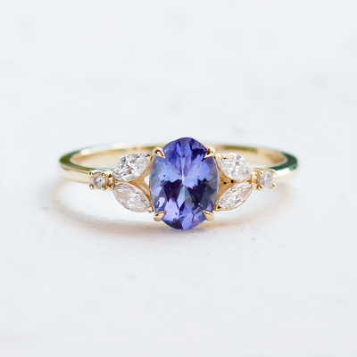 Vintage zásnubní prsten s tanzanitem a diamanty FIORA
