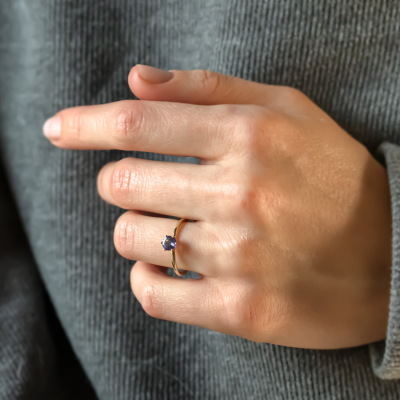 Tanzanite minimalist engagement ring TANJA