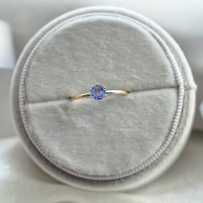 Tanzanite minimalist engagement ring TANJA