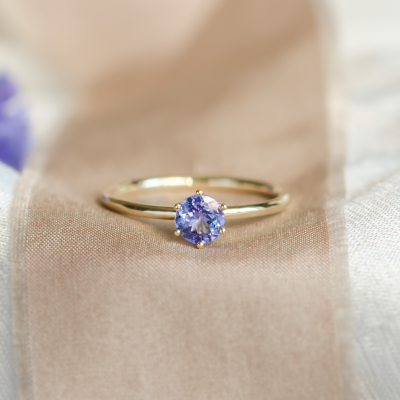 Tanzanite minimalist engagement ring TANJA