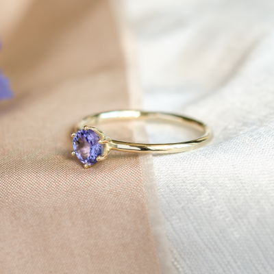 Tanzanite minimalist engagement ring TANJA