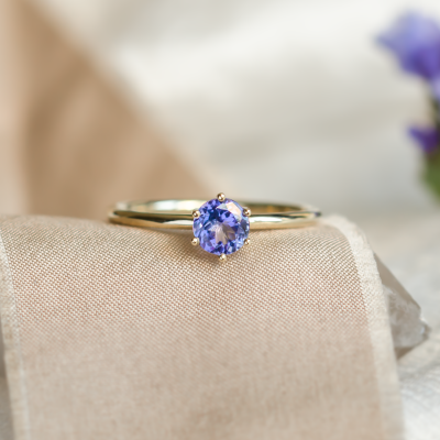 Tanzanite minimalist engagement ring TANJA