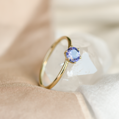 Tanzanite minimalist engagement ring TANJA