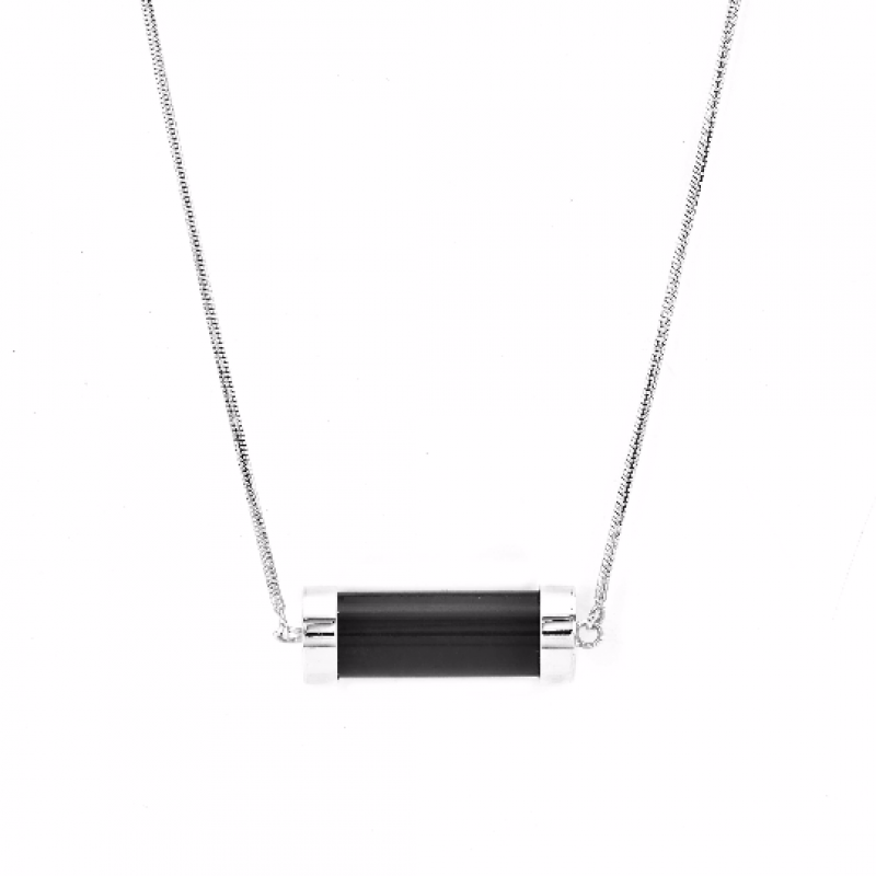 Exclusive Fuse Sterling Silver necklace with Dark Rhinestone MIALIS