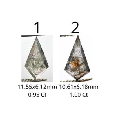 Engagement ring with kite salt and pepper diamonds QUEST