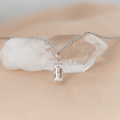 Gold pendant with baguette moissanite ABIGAIL