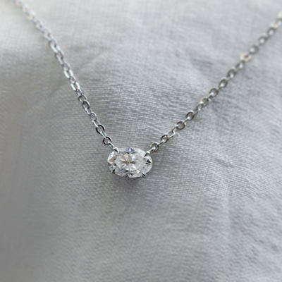 Gold necklace with oval moissanite ARIA