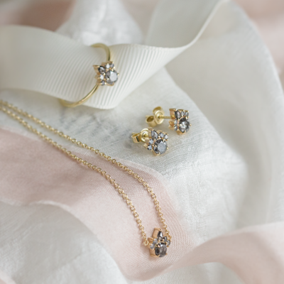 Romantic earrings with salt and pepper diamonds AURA
