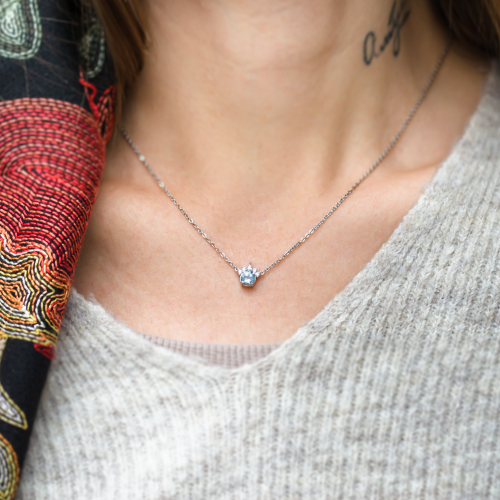 Gold necklace with aquamarine and diamonds AZURINE