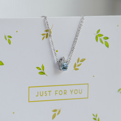 Gold necklace with aquamarine and diamonds AZURINE