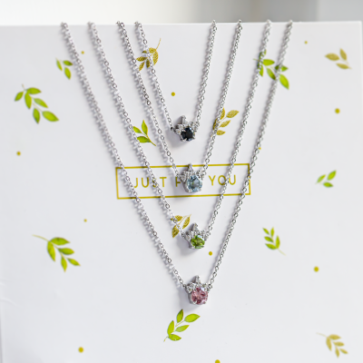 Gold necklace with aquamarine and diamonds AZURINE