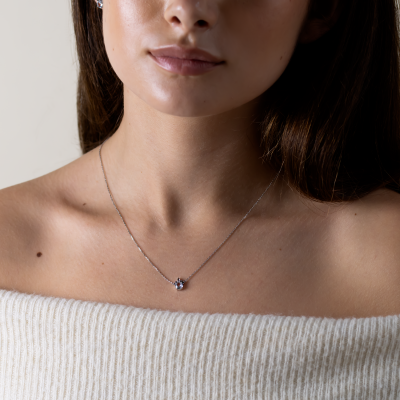 Gold aquamarine and salt & pepper diamond necklace BELLAS