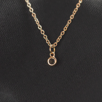 Gold bezel necklace with black diamond BLAKELY