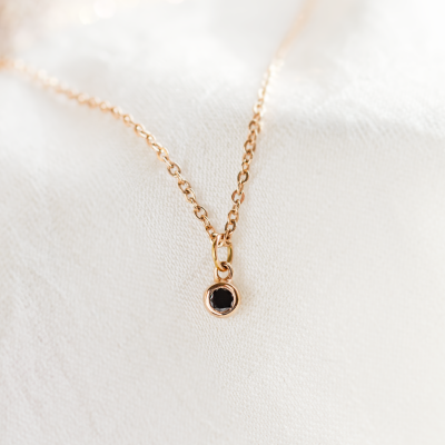 Gold bezel necklace with black diamond BLAKELEY