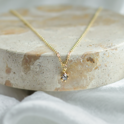 Dainty gold pendant with salt and pepper diamond CADIE