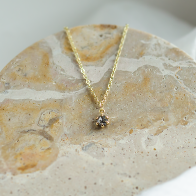 Dainty gold pendant with salt and pepper diamond CADIE