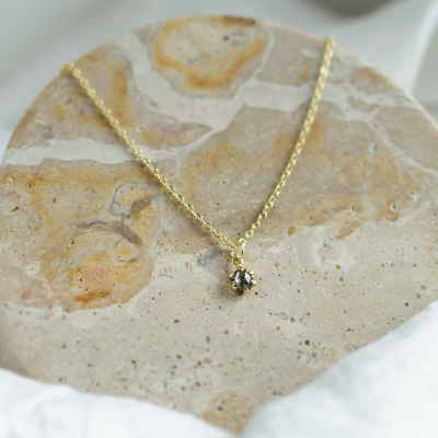 Dainty gold pendant with salt and pepper diamond CADIE