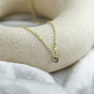 Dainty gold pendant with salt and pepper diamond CADIE