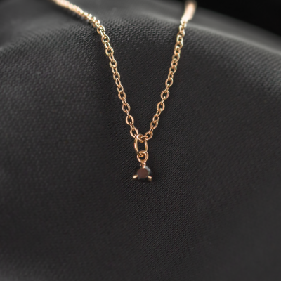 Minimalist necklace with black diamond CALIBAN