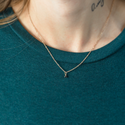 Minimalist necklace with black diamond CALIBAN