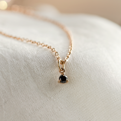 Minimalist necklace with black diamond CALIBAN