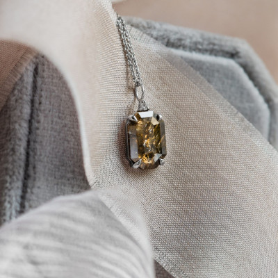 Gold necklace with diamond salt and pepper CATHERINE