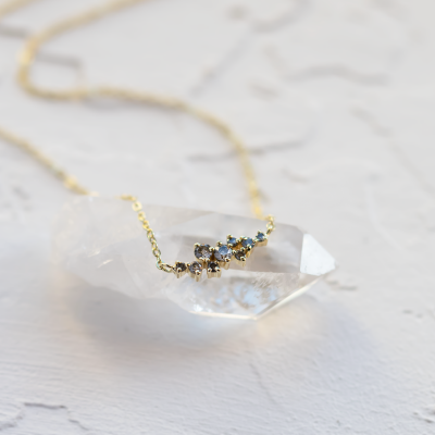 Salt and pepper diamond cluster necklace CLARIE