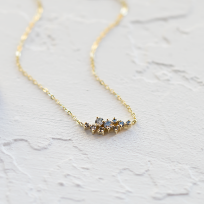 Salt and pepper diamond cluster necklace CLARIE