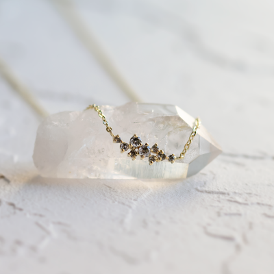 Salt and pepper diamond cluster necklace CLARIE