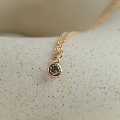 Gold bezel salt´n´pepper diamond pendant ISLEEN