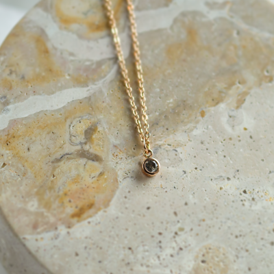 Gold bezel salt´n´pepper diamond pendant ISLEEN